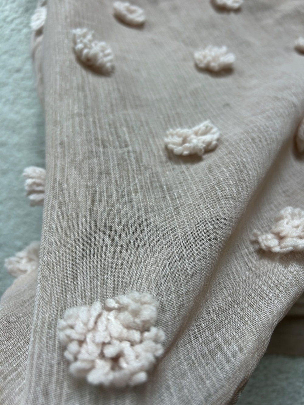 Listicle Boho Blush 3/4 Sleeve Button-Front Dress with Pom-Pom Details, Size L - Picture 11 of 12